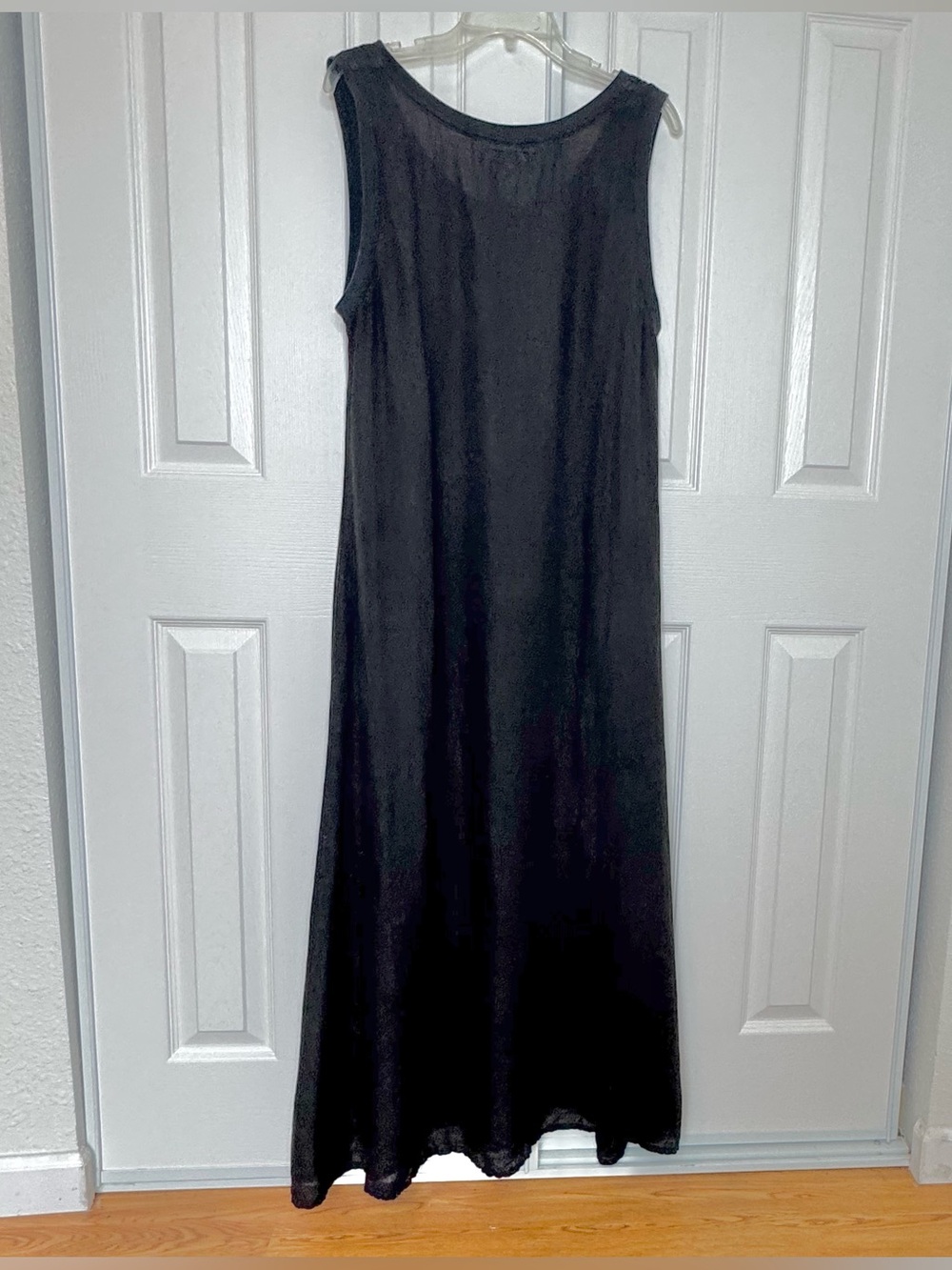 FLAX Black Sleeveless Linen Maxi Dress Size S Lagenlook - Picture 5 of 12